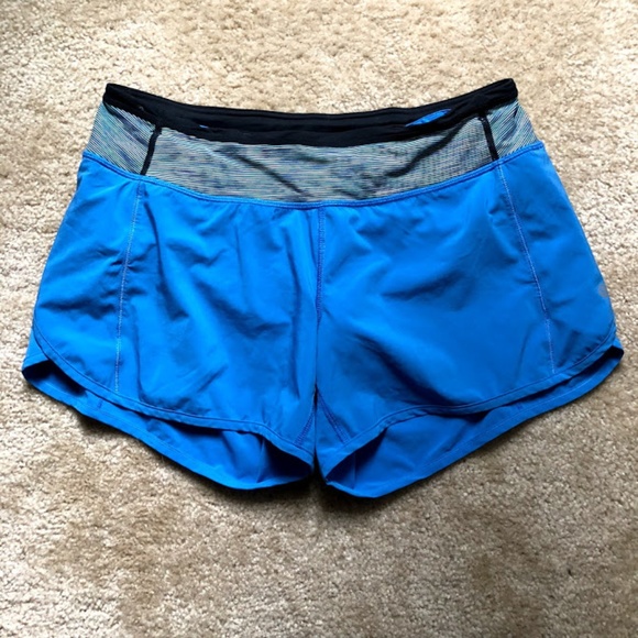 lululemon athletica Pants - Lululemon wee stripe waist blue running shorts 6